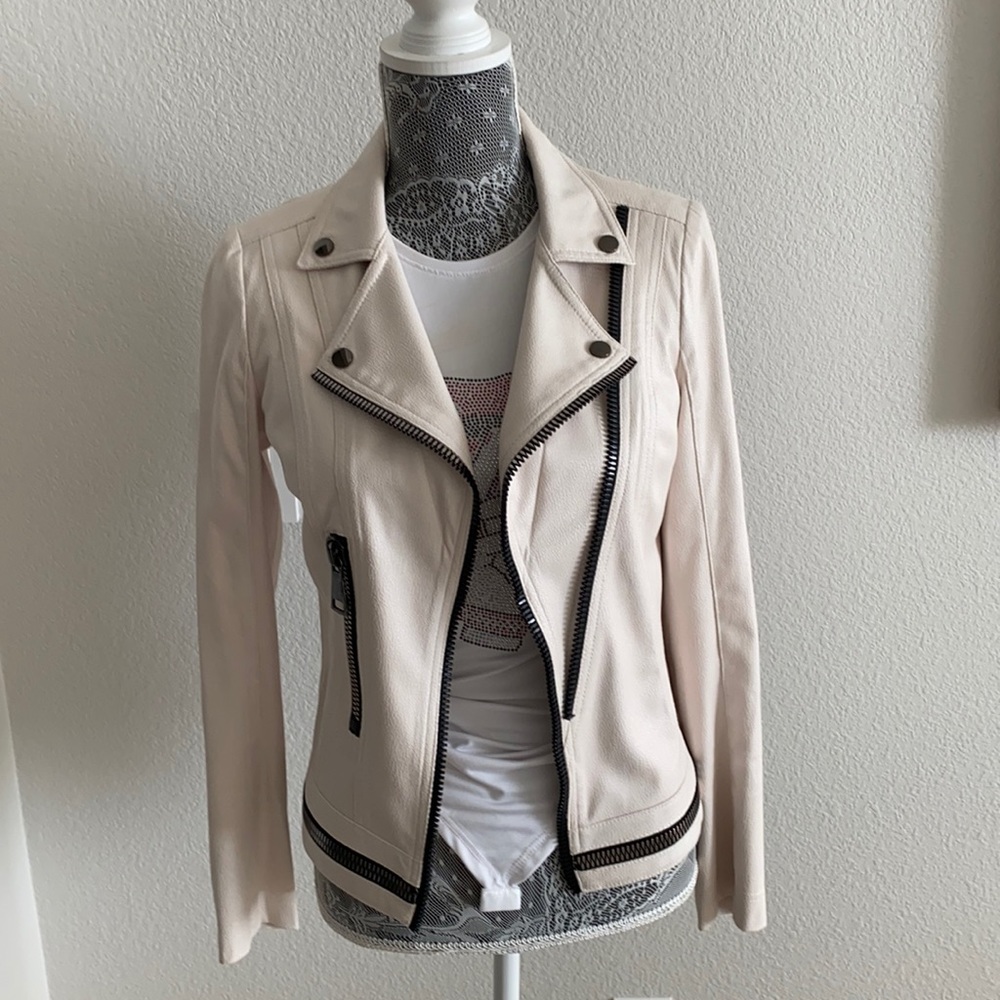 Vex collection zipper motto jacket cream S/m